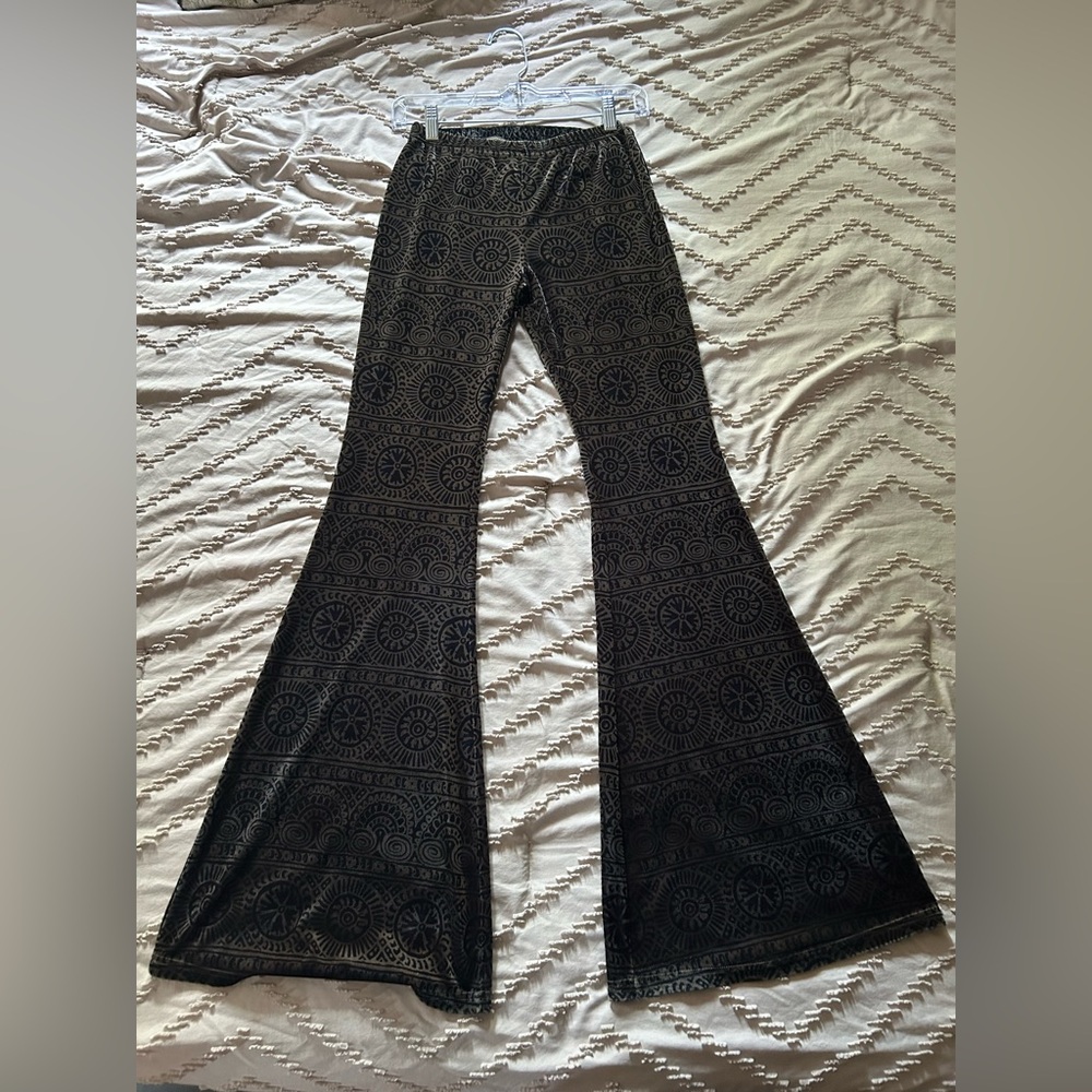 Dark Patterned Flare Pants